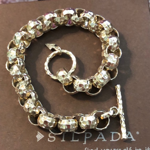 Silpada Hammered Link Sterling Silver Bracelet B1610 - Picture 9 of 15